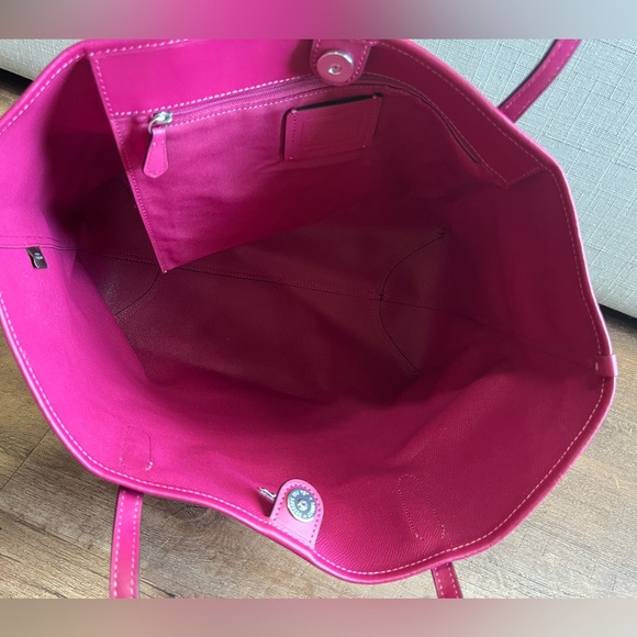 Coach City Tote Bag In Signature Canvas, #5696 magenta brown shoulder bag purse - Picture 7 of 8